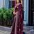Wine soft shimmer chiffon embroidery work designer party wear festive saree with unstitched blouse piece