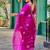 Rani pink soft shimmer chiffon embroidery work designer party wear festive saree with unstitched blouse piece