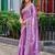 Lavender soft shimmer chiffon embroidery work designer party wear festive saree with unstitched blouse piece