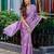 Lavender soft shimmer chiffon embroidery work designer party wear festive saree with unstitched blouse piece
