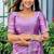 Lavender soft shimmer chiffon embroidery work designer party wear festive saree with unstitched blouse piece
