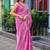 Baby pink soft shimmer chiffon embroidery work designer party wear festive saree with unstitched blouse piece