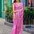 Baby pink soft shimmer chiffon embroidery work designer party wear festive saree with unstitched blouse piece
