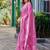 Baby pink soft shimmer chiffon embroidery work designer party wear festive saree with unstitched blouse piece