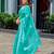 Sea green soft shimmer chiffon embroidery work designer party wear festive saree with unstitched blouse piece