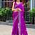 Purple soft shimmer chiffon embroidery work designer party wear festive saree with unstitched blouse piece
