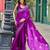 Purple soft shimmer chiffon embroidery work designer party wear festive saree with unstitched blouse piece