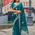 Bottle green soft shimmer chiffon embroidery work designer party wear festive saree with unstitched blouse piece