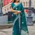 Bottle green soft shimmer chiffon embroidery work designer party wear festive saree with unstitched blouse piece