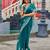 Bottle green soft shimmer chiffon embroidery work designer party wear festive saree with unstitched blouse piece
