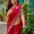 Red soft shimmer chiffon embroidery work designer party wear festive saree with unstitched blouse piece