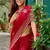 Red soft shimmer chiffon embroidery work designer party wear festive saree with unstitched blouse piece