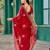 Red soft shimmer chiffon embroidery work designer party wear festive saree with unstitched blouse piece