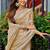 Gold soft shimmer chiffon embroidery work designer party wear festive saree with unstitched blouse piece