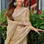 Gold soft shimmer chiffon embroidery work designer party wear festive saree with unstitched blouse piece
