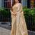 Gold soft shimmer chiffon embroidery work designer party wear festive saree with unstitched blouse piece