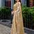 Gold soft shimmer chiffon embroidery work designer party wear festive saree with unstitched blouse piece