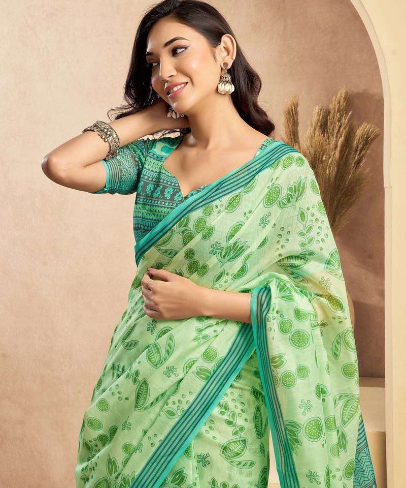pista lilen print work designer party wear festive 1 minute ready to wear saree with unstitched blouse piece