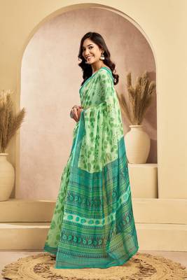 pista lilen print 1 minute ready to wear saree with unstitched blouse piece 3
