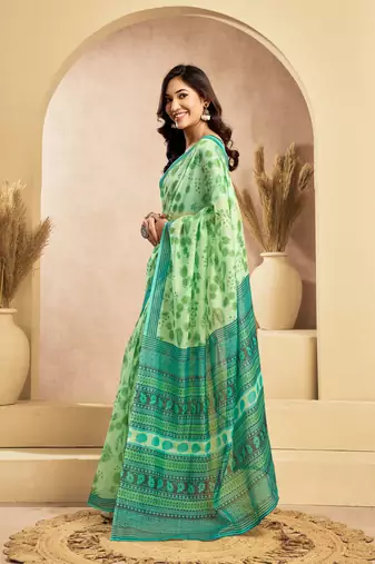 pista lilen print 1 minute ready to wear saree with unstitched blouse piece