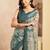 off white lilen print work designer party wear festive 1 minute ready to wear saree with unstitched blouse piece