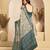 off white lilen print work designer party wear festive 1 minute ready to wear saree with unstitched blouse piece