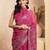 rani pink lilen print work designer party wear festive 1 minute ready to wear saree with unstitched blouse piece