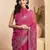 rani pink lilen print 1 minute ready to wear saree with unstitched blouse piece