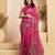 rani pink lilen print work designer party wear festive 1 minute ready to wear saree with unstitched blouse piece