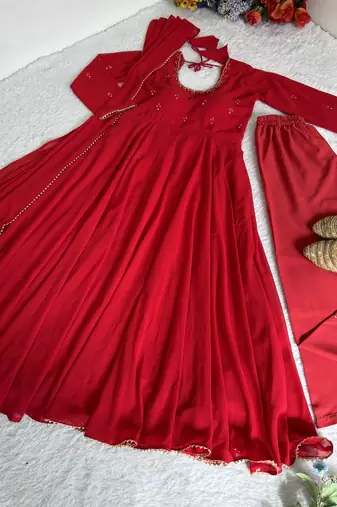 party wear look gerorrget gown with pant dupatta set