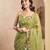 parrot lilen print work designer party wear festive 1 minute ready to wear saree with unstitched blouse piece