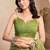 parrot lilen print work designer party wear festive 1 minute ready to wear saree with unstitched blouse piece