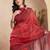 red lilen print work designer party wear festive 1 minute ready to wear saree with unstitched blouse piece