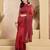 red lilen print work designer party wear festive 1 minute ready to wear saree with unstitched blouse piece