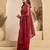 red lilen print work designer party wear festive 1 minute ready to wear saree with unstitched blouse piece