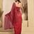 red lilen print work designer party wear festive 1 minute ready to wear saree with unstitched blouse piece
