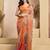 orange lilen print work designer party wear festive 1 minute ready to wear saree with unstitched blouse piece