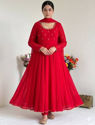 party wear look gerorrget gown with pant dupatta set 1
