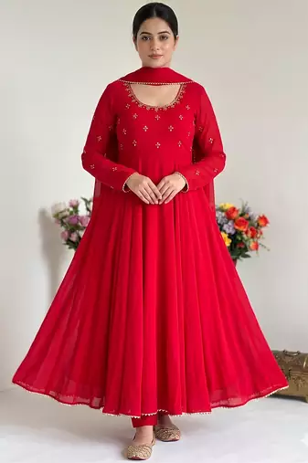 party wear look gerorrget gown with pant dupatta set