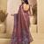 brown lilen print work designer party wear festive 1 minute ready to wear saree with unstitched blouse piece