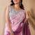 white lilen print work designer party wear festive 1 minute ready to wear saree with unstitched blouse piece