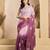 white lilen print work designer party wear festive 1 minute ready to wear saree with unstitched blouse piece