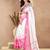 pink black lilen print work designer party wear festive 1 minute ready to wear saree with unstitched blouse piece