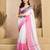 pink black lilen print work designer party wear festive 1 minute ready to wear saree with unstitched blouse piece