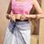 pink black lilen print work designer party wear festive 1 minute ready to wear saree with unstitched blouse piece