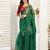 green  lilen print work designer party wear festive 1 minute ready to wear saree with unstitched blouse piece