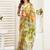multy color lilen print work designer party wear festive 1 minute ready to wear saree with unstitched blouse piece