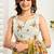 multy color lilen print work designer party wear festive 1 minute ready to wear saree with unstitched blouse piece