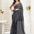 black lilen print work designer party wear festive 1 minute ready to wear saree with unstitched blouse piece