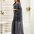 black lilen print work designer party wear festive 1 minute ready to wear saree with unstitched blouse piece
